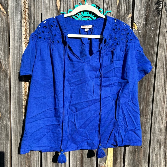 Knox Rose Tops - Knox Rose Blue Tie Front Blouse